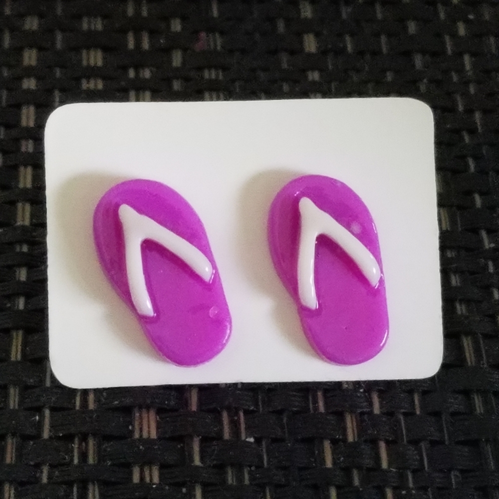 Purple Flip Flop Earrings - Picture 1 of 3